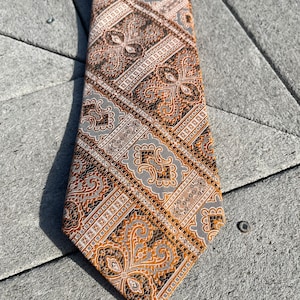 Vintage 1970s Orange brown Superba tie polyester