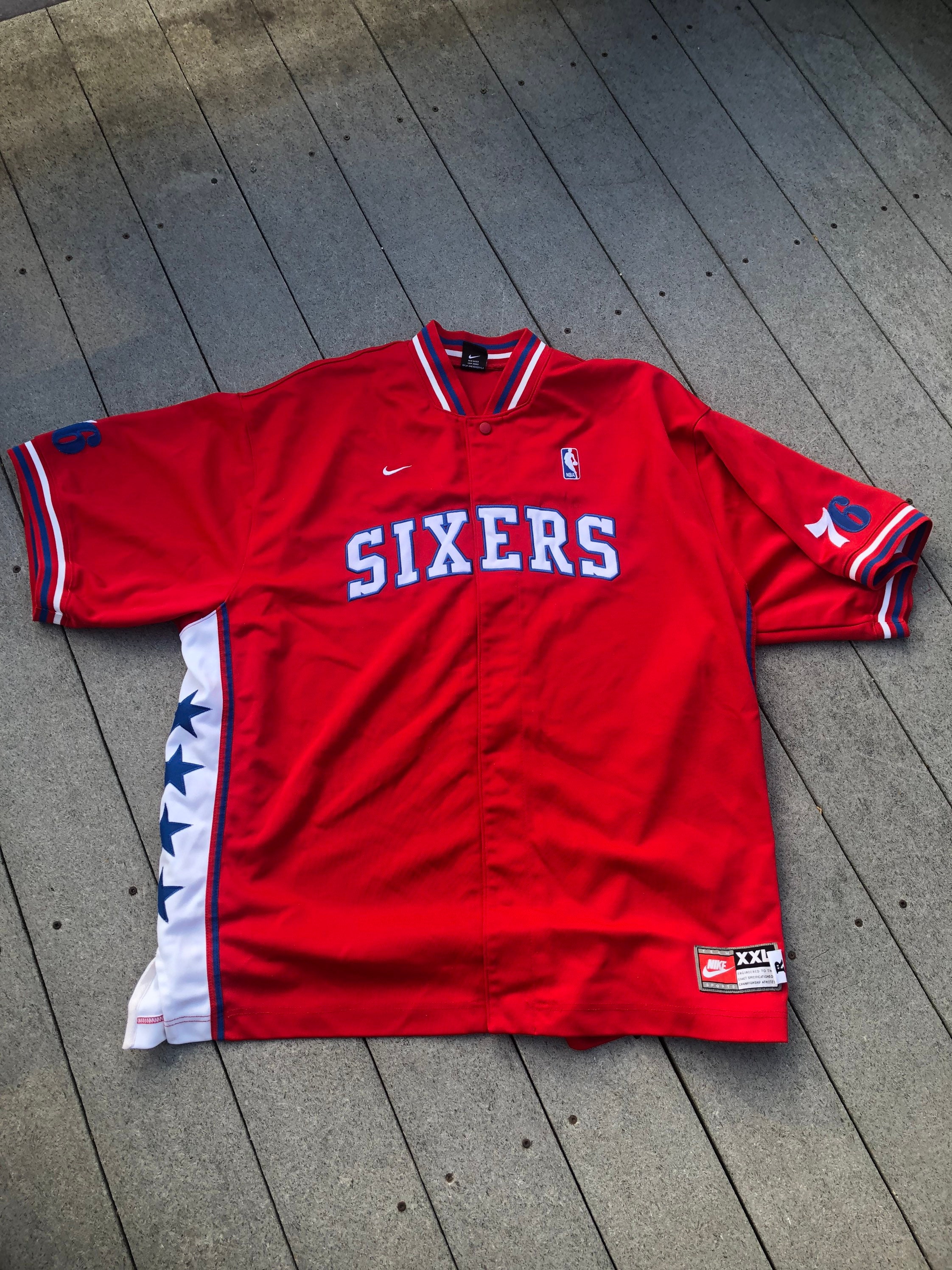 Sixers warm up jacket sale
