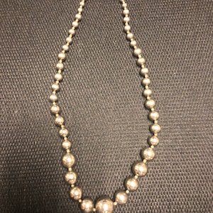 Vintage Dauplaise silver bead necklace 11&quot;
