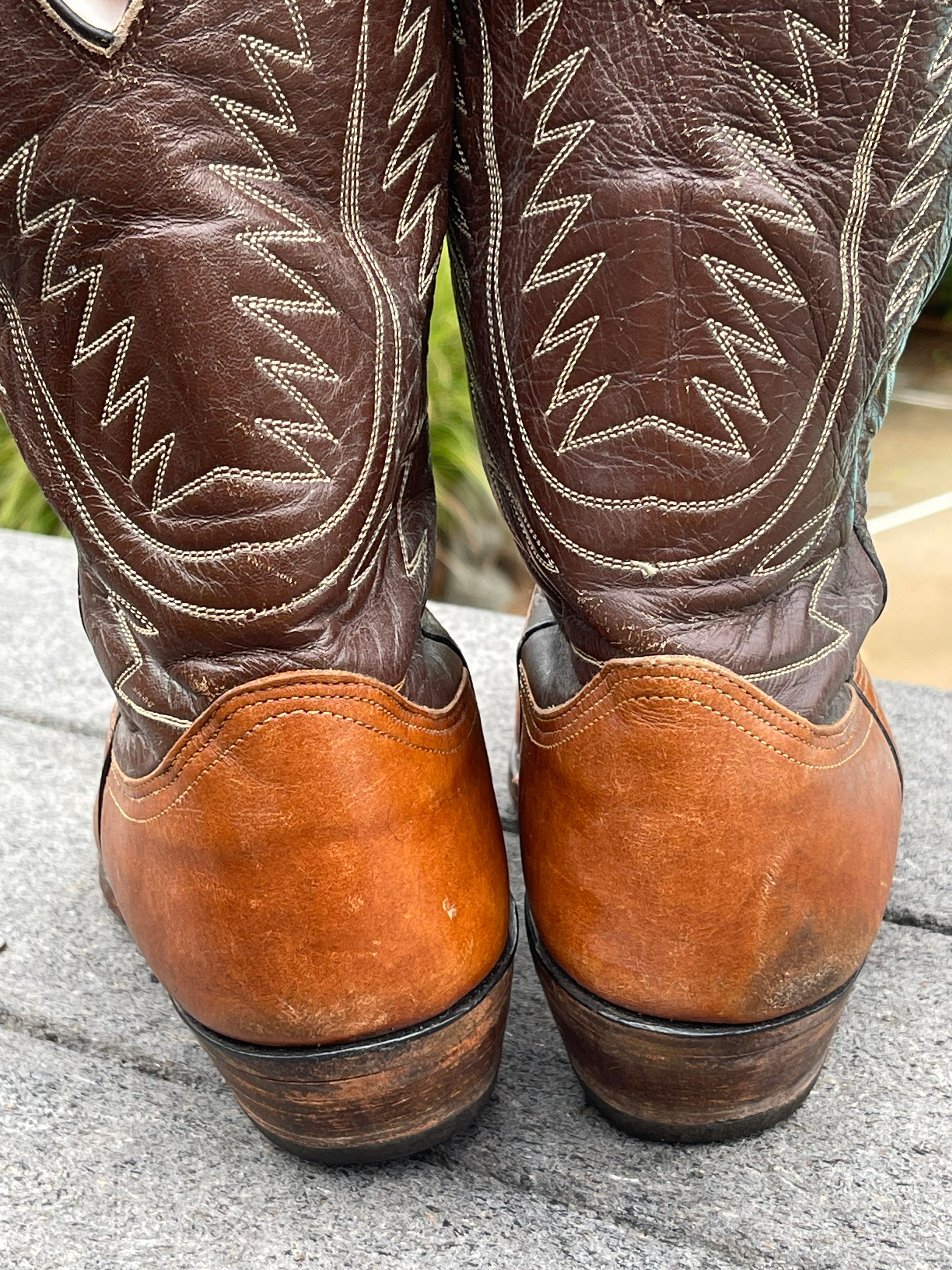 Nocona cowboy boots size 9 D vintage leather brown Texas