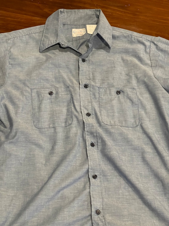 Vintage Great Wide chambray work shirt Large Tall… - image 1