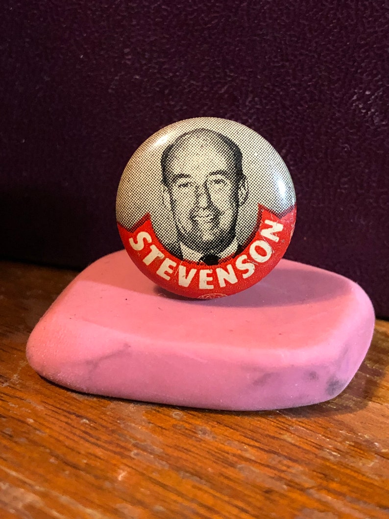 Adlai Stevenson 34\u201d political button 1956