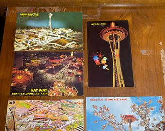 Lot 5 1962 Seattle World’s Fair 5 postcards Washington