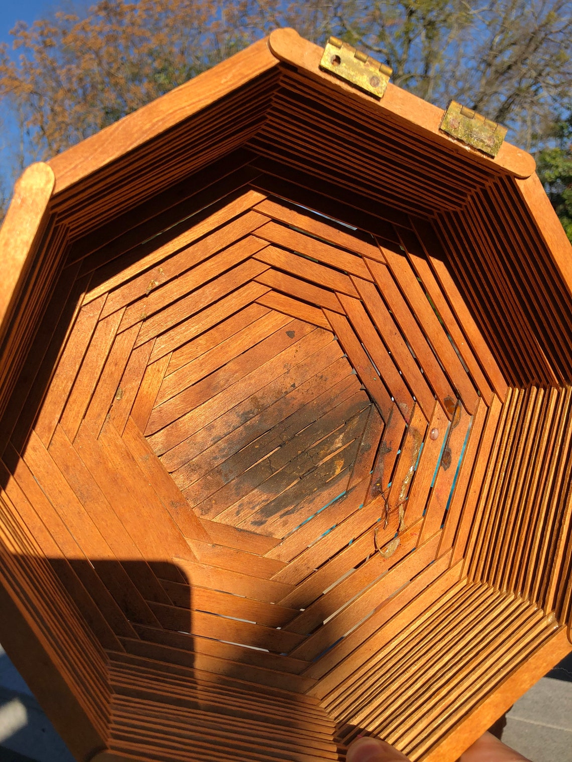 Vintage Popsicle Stick Folk Art Tramp Bowl With Lid Etsy