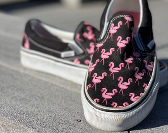Pink Flamingos and Palm Canvas Chukka Canvas Womens Shoes Pink Flamingos and Palm Canvas Chukka Canvas Womens Shoes