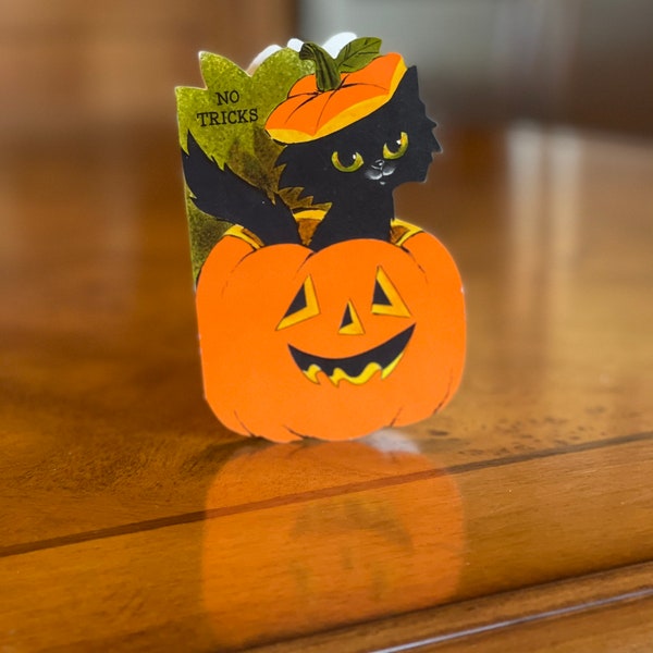 Vintage Halloween greeting card party invitation diecut Hallmark