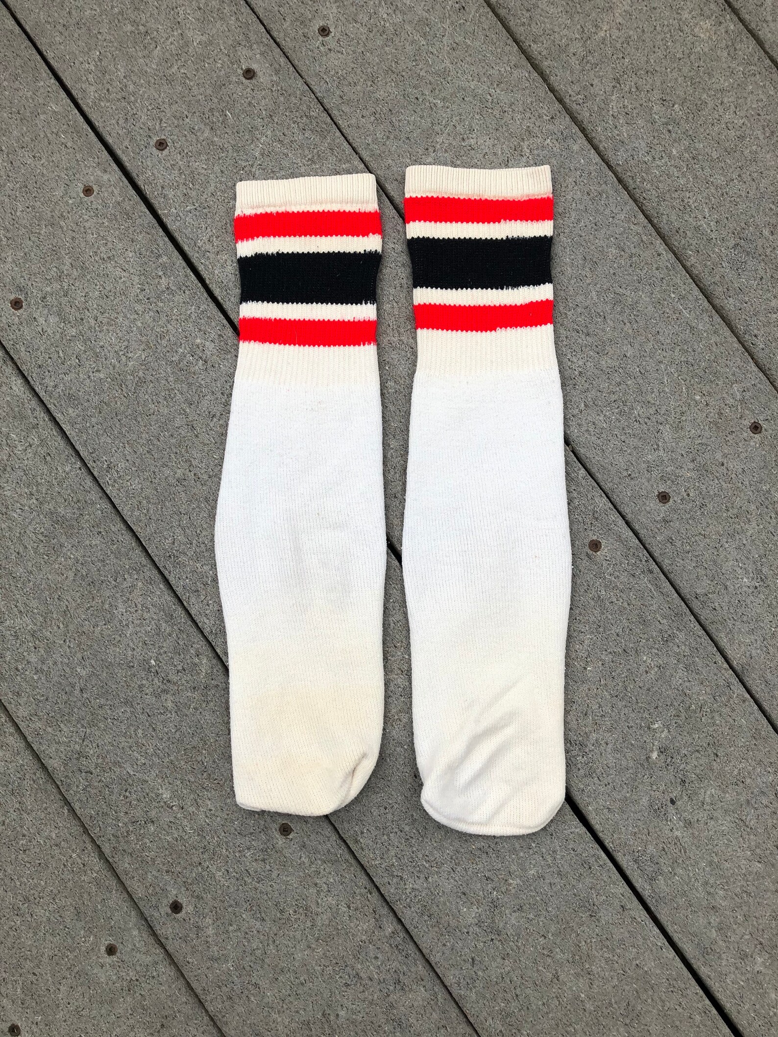 Vintage 80s Tube Socks Knee High Striped Athletic large Etsy
