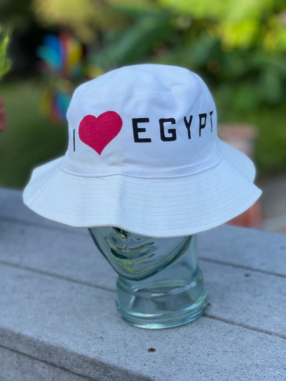 Vintage I Love Egypt White Bucket Hat Summer Beach -  Canada