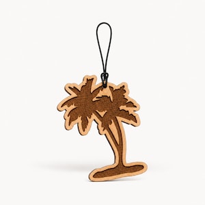 Palme Holz Auto Lufterfrischer - Wiederverwendbarer Rückspiegel Diffusor mit Duftöl, Strand Accessoire & Tropisches Geschenk