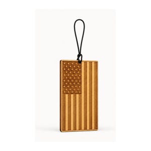 American Flag Wooden Car Air Freshener — Reusable Rearview Mirror Diffuser with Fragrance Oil, Truck Accessory & Gift for Patriots