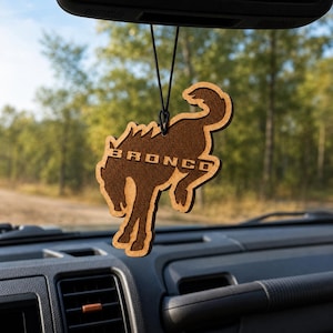 Bronco Air Freshener, Reusable Wood Car Diffuser and Fragrance Oil Kit, Bronco Owner Gift
