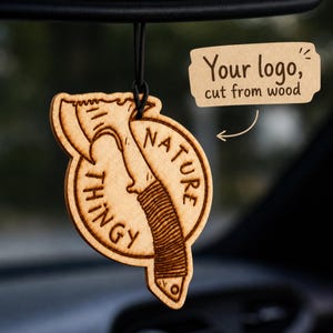 Custom Wood Car Air Freshener Combo Pack, Personalized Logo Rearview Mirror Diffuser, Business Gift for Cars