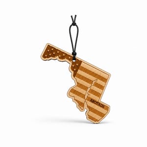Maryland houten auto luchtverfrisser: staatsvorm patriot vlag ontwerp, herbruikbare achteruitkijkspiegel diffuser