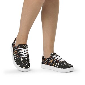 Mudcloth Print Women’s lace-up canvas shoes