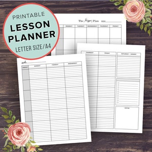 Lesson Planner, Teacher Planner Printable, School Planner, Homeschool lesson plan, High School, Middle, Agenda, Letter Size, A4, Binder image 1