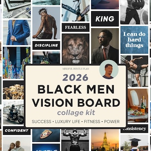 2026 Vision Board for Black Men, Printable Images, Success, Luxury Life Manifestation, Visionboard Kit, Words, Affirmations, PDF