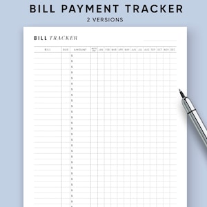 Seguimiento de pagos de facturas, Organizador de facturas, Control de facturas, Planificador de vencimiento de facturas, Seguimiento mensual de facturas, Planificador de presupuesto semanal, Lista de verificación, PDF imprimible