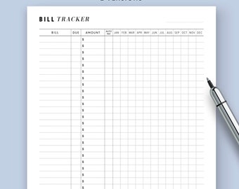 Bill Payment Tracker, Bill Organizer, Bill Tracker, Bill Due Planner, Monthly Bill Tracker, Weekly Budget Planner, Checklist, PRINTABLE PDF