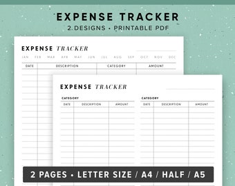 Expense Tracker Printable, Weekly Expenses Planner, Monthly Budget Planner Inserts, Personal Finance Inserts, US Letter, A4, A5, Half Size