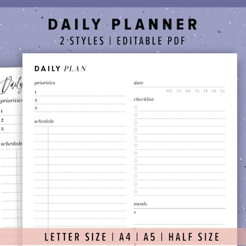 2022 Monthly Planner Printable Half Size A5 Letter Size - Etsy