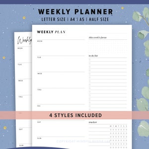 Lined Style Weekly Planner Template Template - Printable PDF