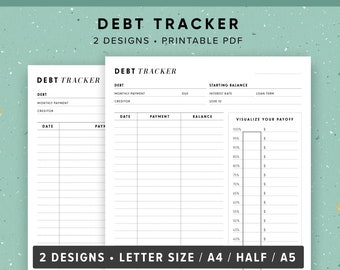 Debt Tracker Printable, Debt Snowball, Finance Planner Inserts, Debt Payoff, debt free, debt repayment planner, half size, A5, A4, Letter