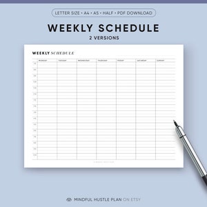 Può includere: Un pianificatore settimanale stampabile con un design semplice. Il pianificatore ha una colonna per ogni giorno della settimana e righe per ogni ora del giorno. Il pianificatore è progettato per essere utilizzato per pianificare e programmare appuntamenti, compiti e altre attività.