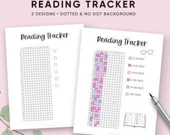 Printable Reading Tracker, Book Lover's Journal, Daily Reading Log, Monthly Bullet Journal Printable Planner Pages, A5, Letter, PDF Download