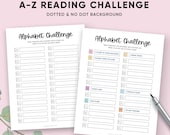Alphabet Reading Challenge, A-Z Book Challenge Printable, Bullet Journal Template, A5, Letter Size PDF Download, Reading Journal Planner