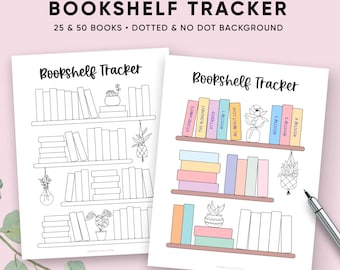 Bookshelf Reading Tracker, Reading Log Printable, Book shelf template, Reading Journal, A5 Bullet journal Pages, Reading Planner, pdf