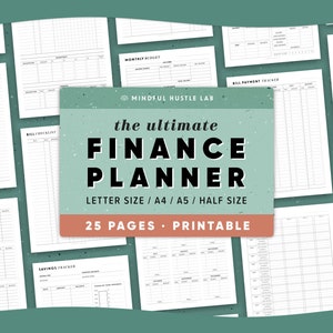 Budget Planner Printable, Financial Planner Template Bundle, Finance Printable, Money Saving, Expense Tracker, Debt, A5, Letter, Half Size