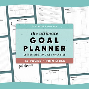 Goal Planner Printable 2021, Goal Digger, Goal Tracker, Goal Board, Goal Setting, Productivity Goals, Filofax A5, Half Size, PDF image 1