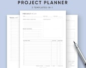 Project Planner Printable, Project Planning Templates, Tasks To Do List, Work Productivity, Student Planner Inserts PDF, A4, A5, Letter