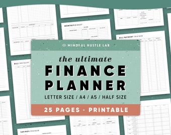 Budget Planner Afdrukbaar, Financiële Planner Template Bundel, Financiën Afdrukbaar, Geldbesparing, Onkosten Tracker, Schuld, A5, Brief, Half Formaat