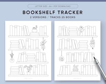 Book Tracker Printable, Bookshelf Reading Log, Reading Journal, Books to Read Template, Books I've Read, Instant download, Letter Size, A4