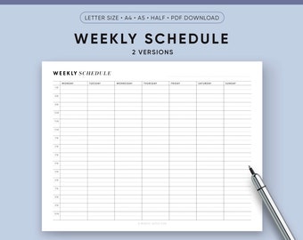 Weekly Schedule Printable, Weekly Planner, 2016 Weekly Planner, Class Schedule, Work Schedule Agenda, Monthly Visual Schedule PRINTABLE PDF