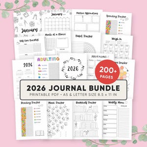 2026 Bullet Journal Pages Printable Bundle, Premade Journal Templates, Yearly Trackers, Reading, Mood Trackers, Bujo Layouts, A5, Letter PDF