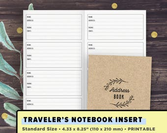passport size tn inserts address book contacts page etsy