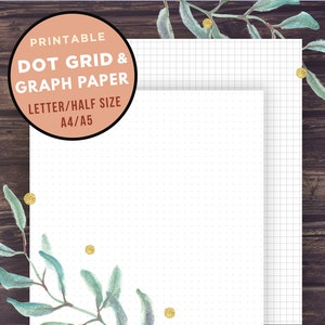 Bullet Journal Template, GRAPH Paper and Dot Grid, Half Size, Letter ...