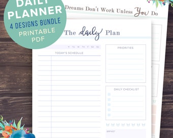 daily planner printable letter a4 a5 etsy