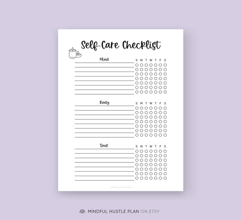 Mind Checklist Self Care Checklist Printable, Mental Health Tracker, Bullet Journal ...