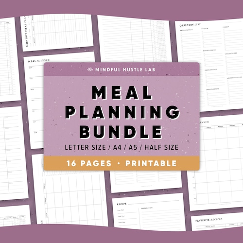 A5 Meal Planner Printable Planner Inserts Weekly Meal Plan - Etsy