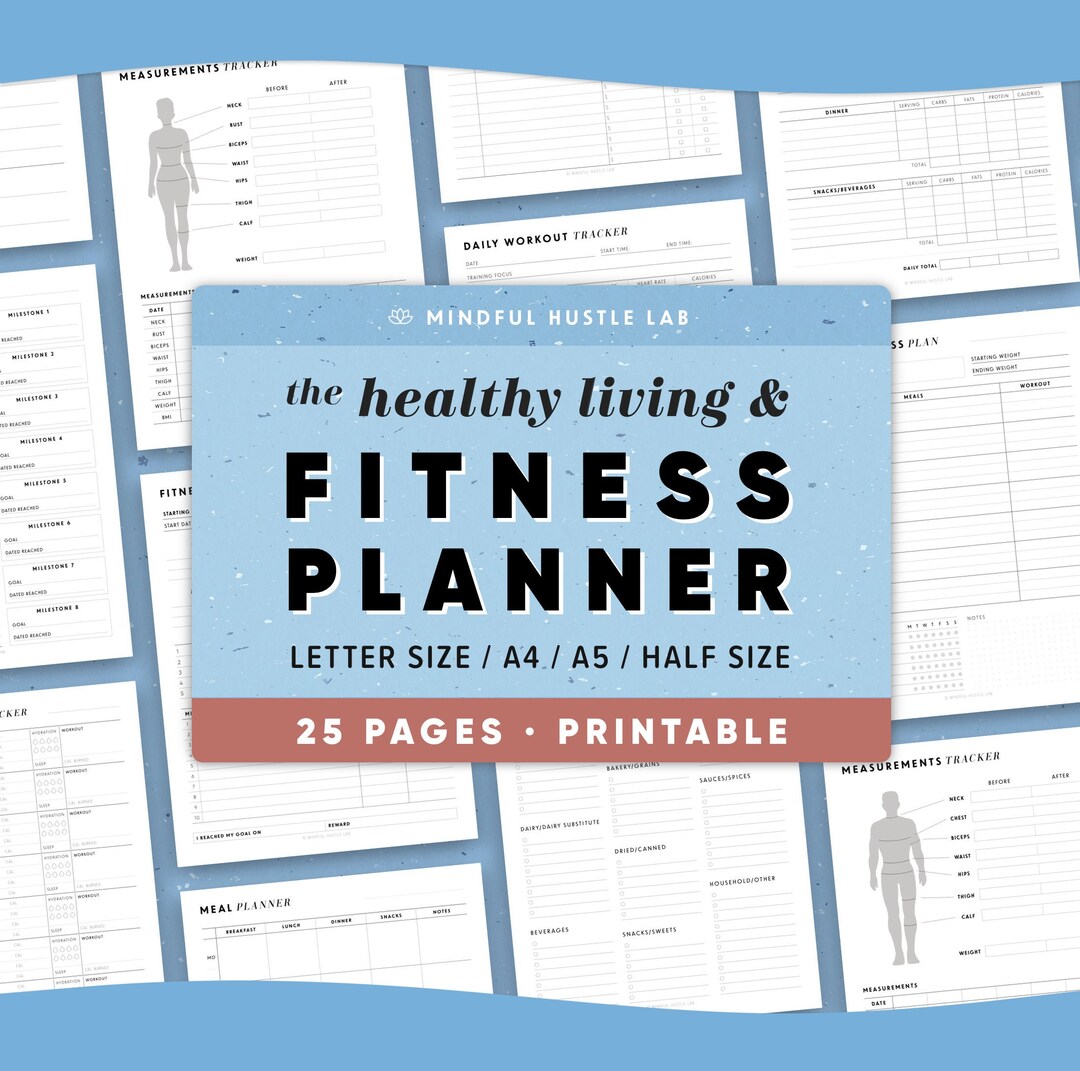 Fitness Planner Printable Bundle, Weight Loss Tracker Printable, Health ...