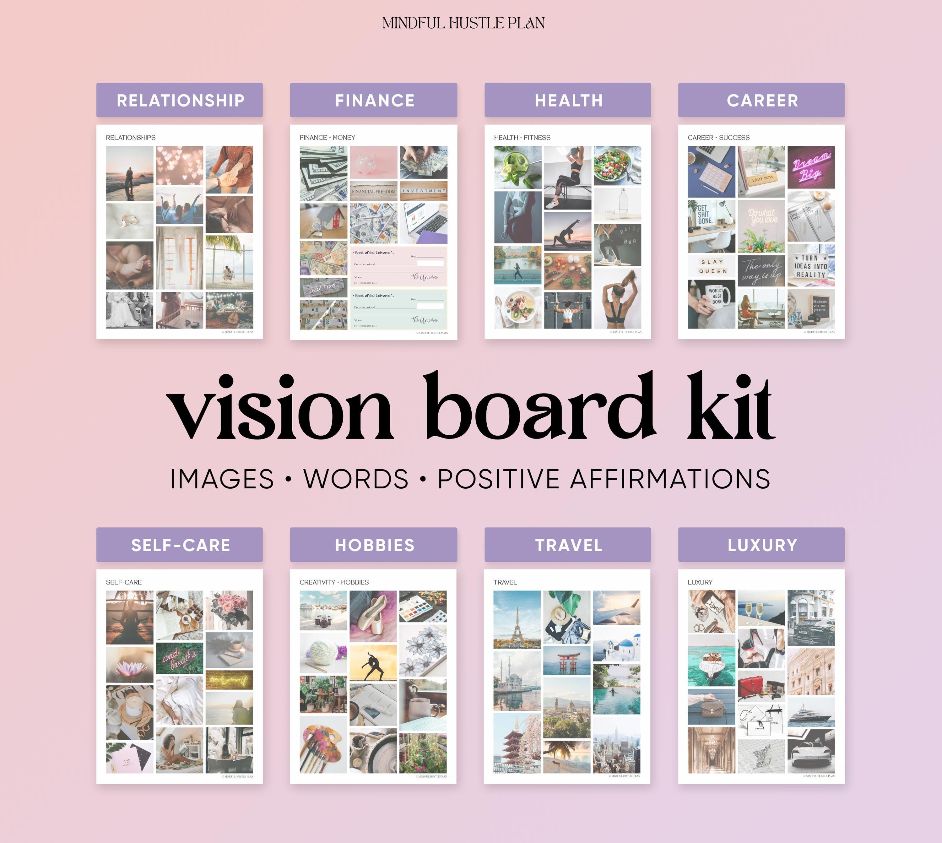 Vision Board 2025 Printable, Aesthetic Vision Board Template, Printable Vision Board Pages, Vision Board Kit for Women, Vision Board Book