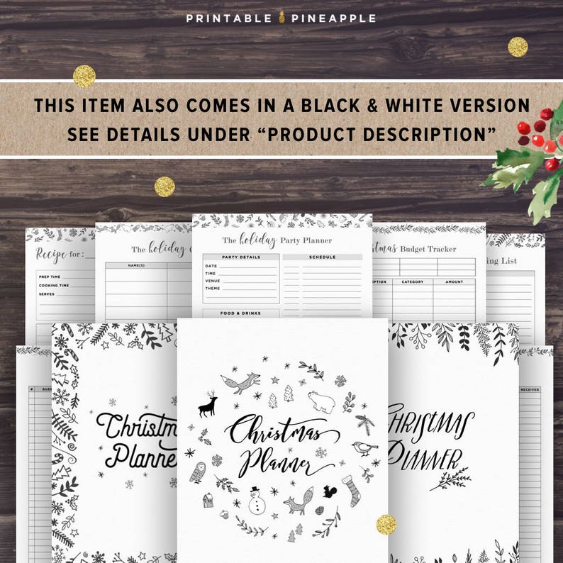 Christmas Planner Printable, 2021 Holiday Planner Kit, Gift Planner, Party Organizer, Thanksgiving, A5, Half Letter Size, Xmas, Digital image 8