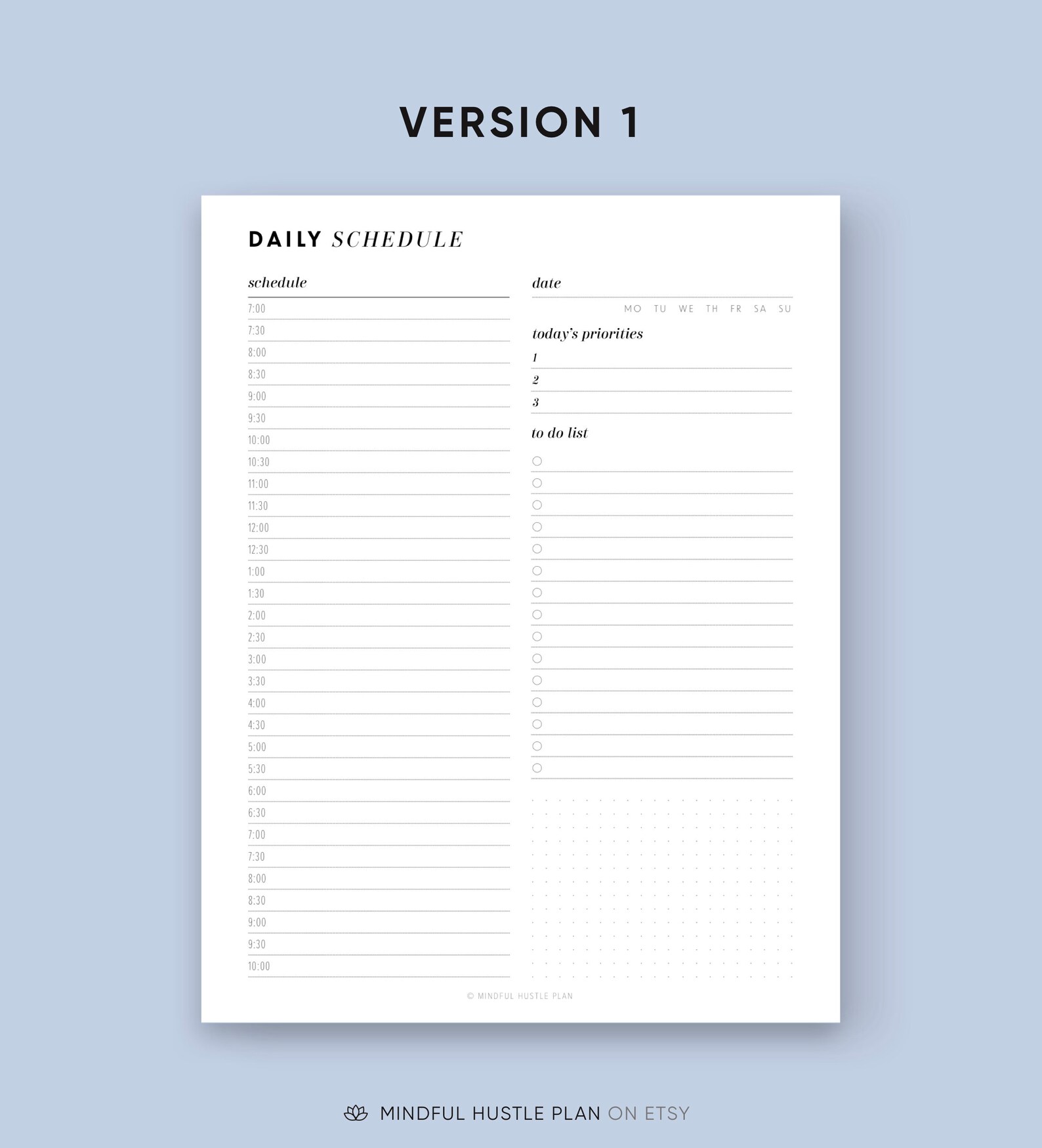 Daily Planner Printable, Hour Planner, Daily Schedule Printable PDF ...