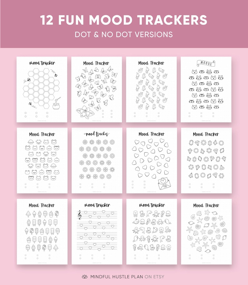 2026 Bullet Journal Seiten druckbares Paket, vorgefertigte Journalvorlagen, Jährliche Tracker, Lesen, Stimmungstracker, Bujo Layouts, A5, Letter PDF Bild 6