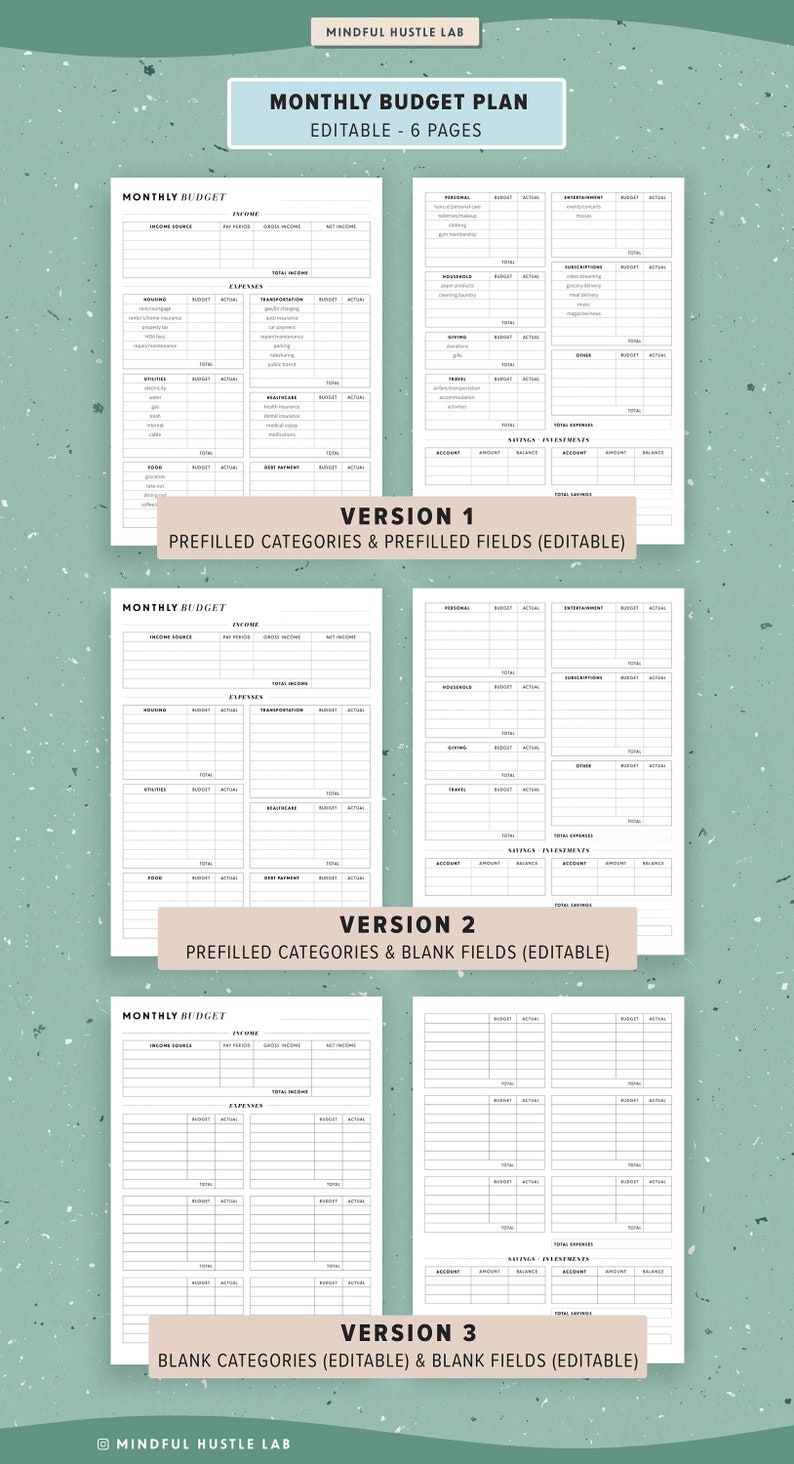 Budget Planner Printable, Financial Planner Template Bundle, Finance Printable, Money Saving, Expense Tracker, Debt, A5, Letter, Half Size image 3