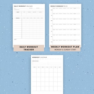 Fitness Planner Printable Bundle, Weight Loss Tracker Printable, Health Journal, Workout Log, PDF, Letter Size, A5, Half Size, A4 image 5