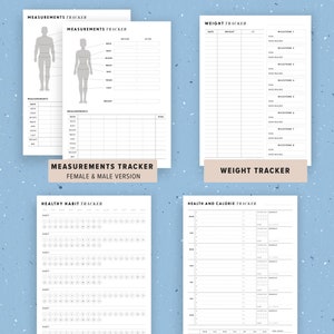 Fitness Planner Printable Bundle, Weight Loss Tracker Printable, Health Journal, Workout Log, PDF, Letter Size, A5, Half Size, A4 image 4